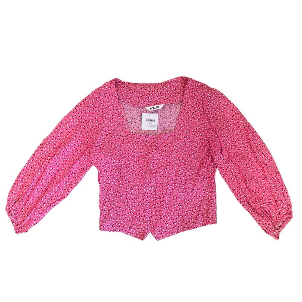 ROLLA’S Roxanne Mini Tulips Blouse in‎ Hot Pink - Picture 2 of 11